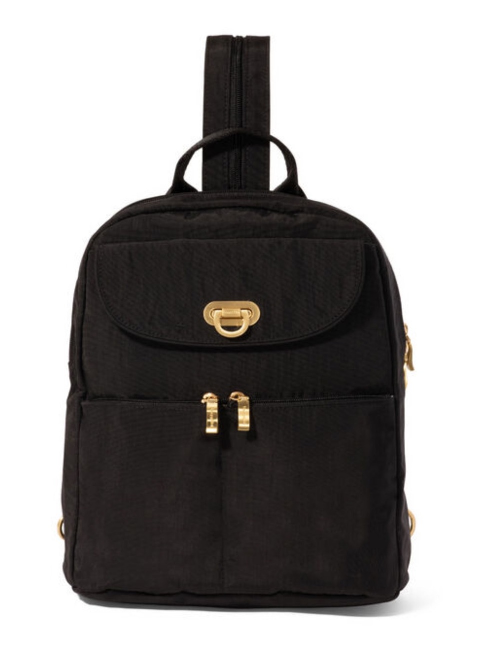 NWOT baggallini Coastal Flip Lock Day Pack Black/Gold - Picture 2 of 8
